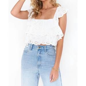NEW SHOW ME YOUR MUMU girly top in white eyelet